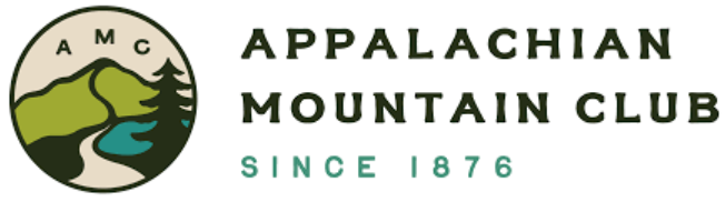 Appalachian Mountain Club logo with mountain, river, trees, and text 'Since 1876'.