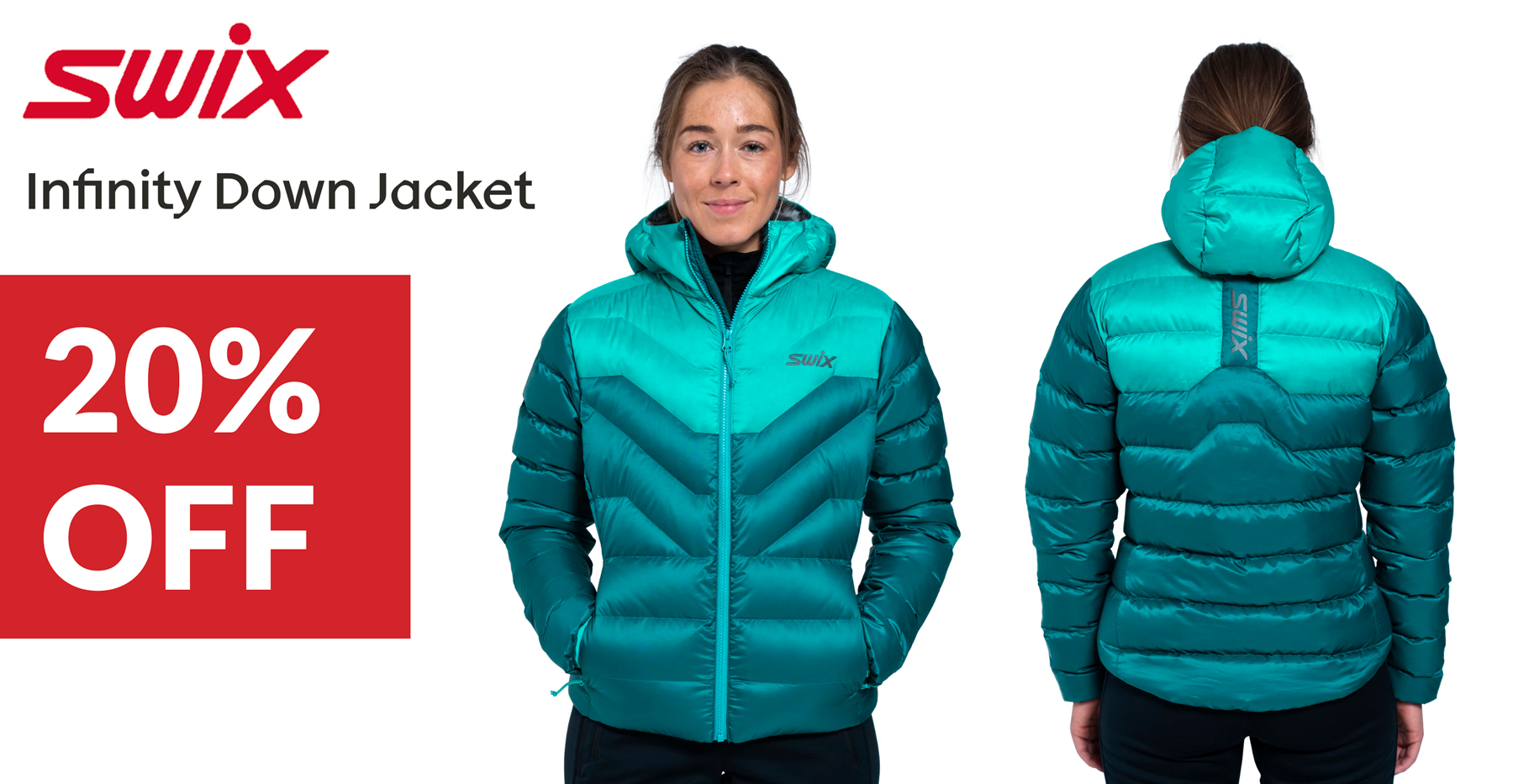 A teal puffy coat for sale