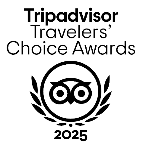 Tripadvisor Travelers' Choice Awards 2025 logo with owl icon.